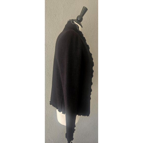 Joseph Ribkoff Black Ruffle Front Open Cardigan Size 6 - Picture 2 of 5